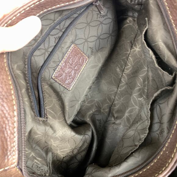 Fossil Brown Pebbled Leather Double Handle Shoulder Bag and Wallet Set - Picture 9 of 14